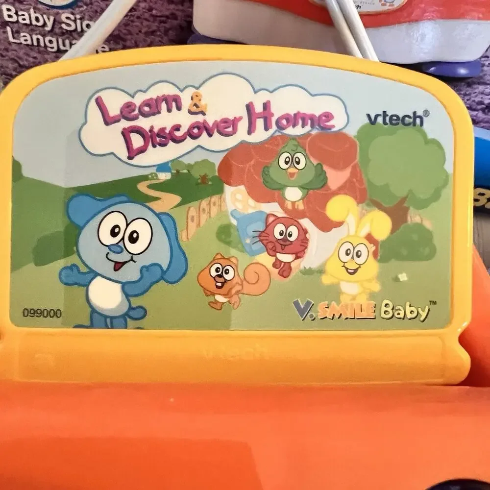 VTech V.Smile Baby Development System Barney & Learn Discover 2 Cartridges WORKS